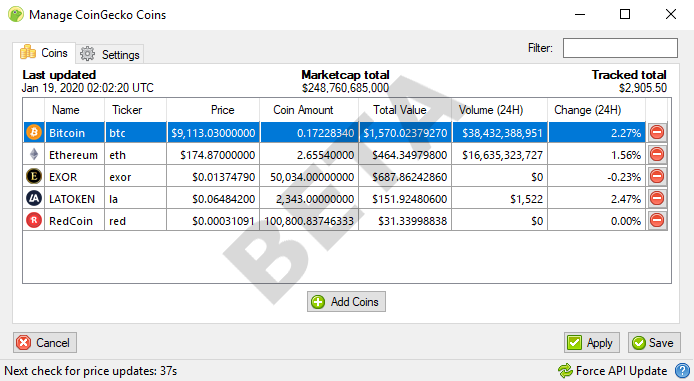 CoinGecko Plugin v0.6.5