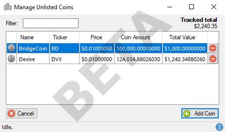 Unlisted Coins v0.5.0