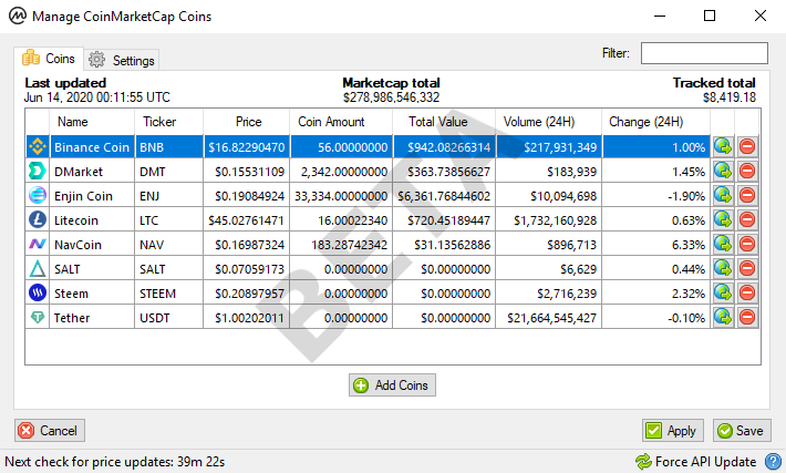 CoinMarketCap Plugin v0.6.6